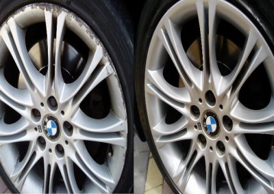Image of before and after photo of an alloy wheel repair
