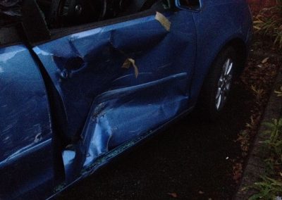 VW Polo with door pillar and sill damage